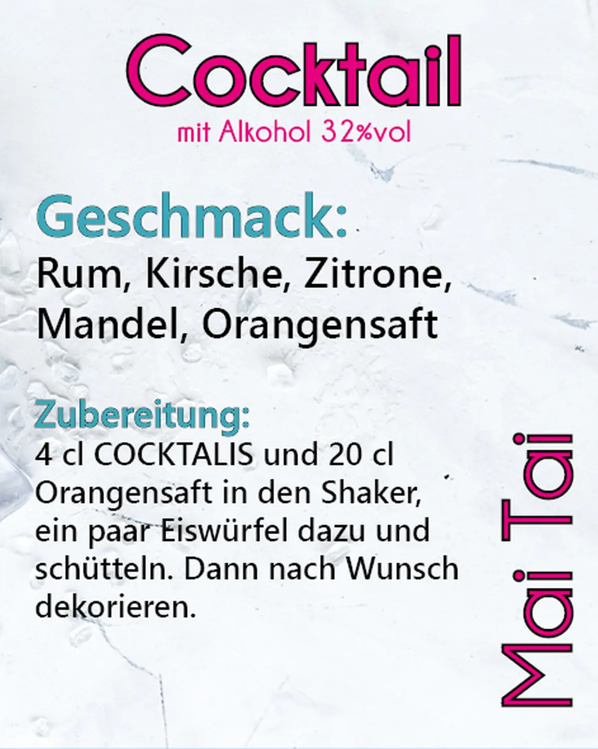 Mai Tai Cocktails mit Alkohol von COCKTALIS Deutschland Menükarte